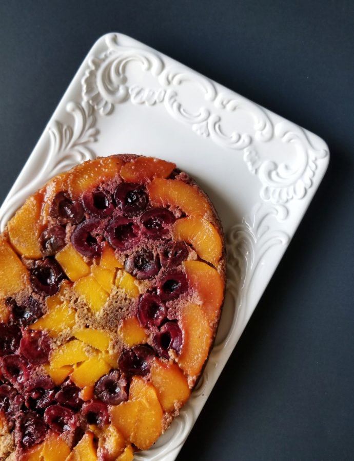 Peach + Cherry Upside Down Cake